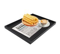 Plateau à Thé en Bois Noir Rectangle - Forme Bois Massif pour Café, Snack, Nourriture, Repas - Plateau de Service 40 X 30 Cm