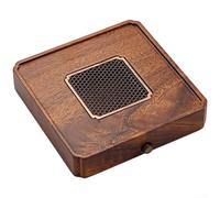 Plateau à thé fabriqué en noyer avec inserts élégants en alliage de zinc pour un look raffiné lors du service du thé à la maison (exquis)