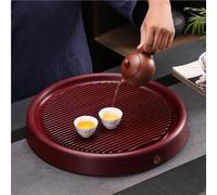 Plateau à thé Gongfu en bois massif avec drainage, présentoir à thé Kung Fu, plateau simple pour la maison, le bureau (rouge)