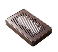 Plateau à thé ménager, Petit Service à thé Sec et égouttoir, Table à thé de Bureau, Plateau en Bambou, Plateau de Rangement(Brown,35cm)