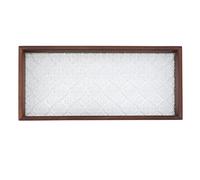 Plateau à thé rectangulaire en verre et bois avec motif découpé en noyer, pour pain et pâtisseries, décoration de cuisine élégante, parfait pour l'heure du thé
