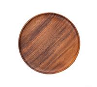Plateau à thé rond en bois de noyer pour servir desserts, collations, gâteaux et fruits secs sur de petites tables à thé ou tables d'appoint (marron, 20 cm)