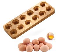 Plateau à œufs en bambou, boîte de rangement pour œufs en bois, réutilisable, récipient de rangement pour œufs en bois massif 12/6 trous pour comptoir ou réfrigérateur, armoire à œufs, étagère à œufs