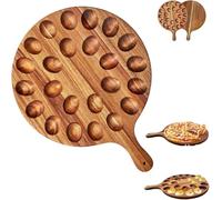 Plateau à œufs en bois - Planche à découper - 24 trous - Plateau rond en bois pour la cuisine et les fêtes