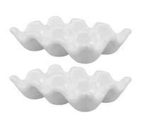 Plateau à Œufs Rangement Compact pour Réfrigérateur Blanc en Céramique | Nettoyage Facile, Usage la Cuisine, Format Peu Encombrant, Casier à Œufs Frigo
