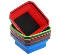 Plateau à vis pliable pour rangement de pièces d'outils, bol magnétique en silicone de 11,4 cm avec 3 organiseurs pliables bleu, vert, rouge pour la maison et le jardin