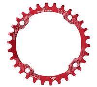 Plateau à vitesse unique, plateau rond en alliage d'aluminium 104BCD 30T, accessoires de manivelle à anneau de chaîne unique étroit et large pour vélo de montagne, vélo de route (Rouge)