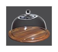 Plateau Acacia D30 + Cloche verre D 27 Fromage Gâteau ZASSENHAUS