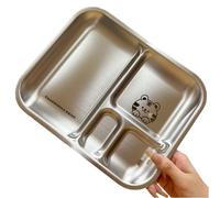 Plateau alimentaire en acier inoxydable avec compartiment 26 x 21 x 2 cm. Cette assiette de salle à manger est résistante à la rouille et à l'usure (A)