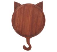 Plateau Alimentaire en Bois Marron, Forme Chat ou Fleur, Plateau Décoratif | Texture Naturelle et Surface Lisse, Bord Relevé Antidérapant, pour Présentation de Pizza, Apéritifs