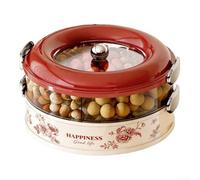 Plateau alimentaire rotatif multicouche avec compartiments indépendants, joints hermétiques et capacité d'empilage vertical peu encombrant (rouge)