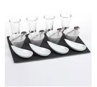 Service Aperitif Ardoise 17 Pieces Coupelles Verres Vaisselle Multicolore