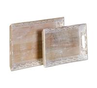 Plateau Apéritif 45,5 X 30,5 X 5,5 Cm Blanc Bois De Manguier (2 Unités)