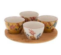 Plateau apéritif et ses 4 bols Edina - Amadeus - Jaune - Grès G