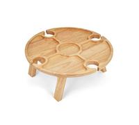 Plateau apéritif - LIVOO - MES150 - Bois d'hévéa - Plateau séparateur - 4 encoches pour verres - Pieds pliables