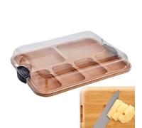 Plateau avec Capot, Plateau À Fromage avec Cloche, Bois Bambou, Plateaux Subdivisé en Bambou, Plateaux Rectangulaire en Bois en Bambous avec Couvercle, 38.1x28.7x6.8cm