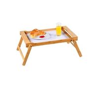 Plateau avec pieds pliants en bambou - Beige/Blanc - L 59 x H 22 cm