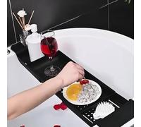 Plateau Baignoire, Plateau De Bain Extensible, Pont De Baignoire, Plateau Tablette Salle De Bain Multifonctionnel, Accessoire De Salle De Bain pour Bougie, Serviette, Livre, Verre À Vin, Téléphone
