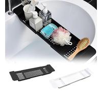 Plateau Baignoire, Plateau De Bain Extensible, Pont De Baignoire, Plateau Tablette Salle De Bain Multifonctionnel, Accessoire De Salle De Bain pour Bougie, Serviette, Livre, Verre À Vin, Téléphone