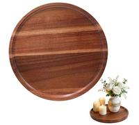 Plateau Bois Rond en Acacia Naturel, Décoratif pour Bougies Et Centre De Table, Finition Lisse pour Décoration Cuisine Et Salon, De Service Élégant pour Café Ou Présentation