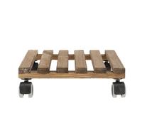 Plateau carré en bois sur roulettes, marron