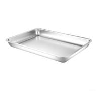 Plateau carré multi-usage en acier inoxydable 304 pour la cuisson et le service dans des environnements commerciaux, avec design empilable et base plate résistante à la chaleur (31 x 21 x 3 cm)
