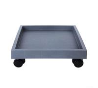 Plateau carré pour pot de fleurs, avec roulettes, support mobile pour pot de fleurs, pour extérieur et intérieur, dessous de verre en plastique robuste, gris (intérieur 27 cm)