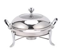 Plateau Chauffant Rond en Acier Inoxydable avec Couvercle et Support pour Combustible pour Cuisine, fête, Buffet, Traiteur, événements (A, One Size)