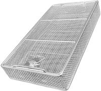Plateau Chirurgical Médical 304 Panier De Stérilisation D’Instruments Chirurgicaux en Acier Inoxydable avec Couvercle Panier Perforé en Maille Panier De Stérili, 40x25cm/15.7x9.8in