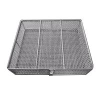 Plateau chirurgical, plateau médical en acier inoxydable 304, panier de stérilisation for instruments médicaux avec couvercle, instruments dentaires(13.8in*9.8in*2.8in)