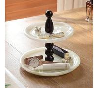 Plateau contemporain en marbre à deux niveaux | for la décoration intérieure, le rangement et la présentation de bijoux | Durable et résistant à l'eau(E)