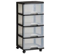 Curver Tour à tiroirs 06771-146 (VB 771319) 4x20 L – Transparent/Noir, plastique, roulettes