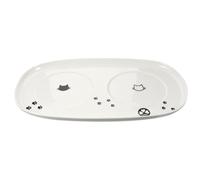 Plateau D’alimentation pour Chat en Céramique, Double Support Moderne | Surface Lisse et Propre, Structure Épaisse Rebords Ronds, pour Bols de Nourriture ’eau, la Cuisine