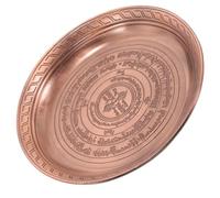 Plateau D’offrandes Rond en Alliage de Cuivre Marron, Style Vintage | Usage Temple et Parfum, Motifs Sculptés Rétro, pour Petits Objets Rituels et Offrandes
