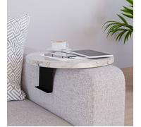 Plateau d'accoudoir de canapé Kuleskyd Ø 34 cm effet marbre blanc