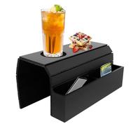 Plateau d'accoudoir de canapé pliable en bambou avec porte-gobelet et compartiment de rangement, étagère de canapé antidérapante, étagère multifonctionnelle pour boissons, collations, télécommande