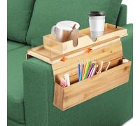 Plateau d'accoudoirs de canapé flexible en bambou - Porte-gobelet - Accoudoir - Plateau antidérapant - Table de canapé - Porte-gobelet pour collations, téléphone portable, contrôle, tasses, flexible