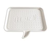 Plateau d'alimentation pour animaux de compagnie, 45,9 x 32,9 cm, blanc | Forme de bulle de parole, points antidérapants, contenance de désordre, facile à nettoyer, sûr et durable