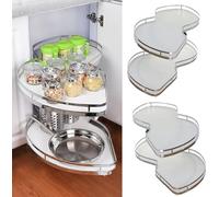 Plateau d'angle pour armoires de cuisine, plateau d'angle aveugle 50,8 x 86,4 x 41,9 cm, design soucoupe volante peu encombrant, facile à tirer à droite/ouvrir à gauche maximise l'efficacité du