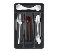 Plateau d'argenterie, 27x17.7x3,5 cm, 4 compartiments, organisateur d'ustensiles compacts | Porte-stockage du tiroir pour fourchettes, couverts, outils de cuisson | Cuisine idéale, appartement, d
