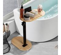 Plateau de Baignoire avec Base Stable et Support en métal épais, Hauteur réglable de 44 à 80 cm, Accessoire Parfait pour Salle de Bain, Table de Chevet, Table d'appoint, Cadeau pour Les Femmes et Les