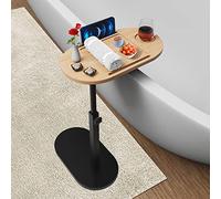 Plateau de Baignoire en Bambou avec Base Robuste et Support en métal épais, Hauteur réglable, Accessoires de Baignoire Parfaits pour Salle de Bain, Bureau d'appoint, Table d'appoint de canapé, Cadeau