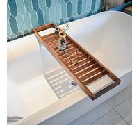 Plateau de baignoire en bambou - Long support à lattes pour spa, étagère de bain polyvalente avec fentes, cadeau parfait pour le spa pour les femmes (naturel, 70 x 14,5 cm)