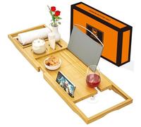 Plateau de baignoire extensible de qualité supérieure pour baignoire, plateau de table de bain/baignoire, excellent cadeau de pendaison de crémaillère, d'anniversaire et de mariage et d'anniversaire
