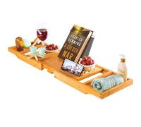 Plateau de Baignoire Extensible en Bambou de qualité supérieure - Cadeau Unique de Pendaison de crémaillère, Cadeau d'anniversaire et de Mariage pour Couple, Cadeau de fête prénuptiale pour Femme