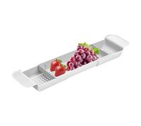 Plateau de baignoire extensible sur baignoire - Étagère à drainage rapide - Organiseur de rangement pour spa à domicile - Pour appartement, auberge, hôtel, dortoir, gel douche, shampooing