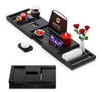 Plateau de baignoire pliable en bambou Royal Craft Wood, plateau de baignoire extensible avec c t s extensibles et porte-savon gratuit.