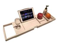 Plateau de baignoire réglable en bois blanc - Support de baignoire multifonctionnel pour salle de bain, pont élégant pour la détente et l'expérience du spa