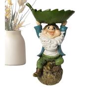 Plateau De Bain D'oiseau En Résine Extérieure Avec Figurine Gnome - Mangeur De Colibris | Coup De Plateau À Feuilles Décorative Pour Les Oiseaux, Idéal Pour Le Patio, Le Pont, Le Jardin De Pelouse, La
