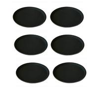 Plateau de Bar et de Service Rond et Noir Antidérapant en Polypropylène Robuste et Solide Lot de 6 pièces - Restauration Brasserie Bistrot Café Restaurant (3 Tailles Disponible) (40 cm X 6)